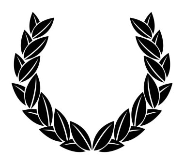 Vintage laurel wreath. Black silhouette circular sign depicting an award achievement heraldry, nobility, emblem. Laurel wreath award, winning, prize or victory.