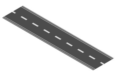 Otoyol kenti haritası oluşturmak için Isometric yol elemanı. Yol veya güzergahın asfalt parçası.