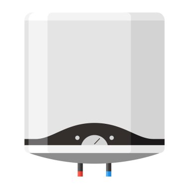 Kazan simgesi. Isıtma ekipmanının sembolü. Su ısıtıcısı düz bir şekilde çalışıyor. Verimli ev kavramı.
