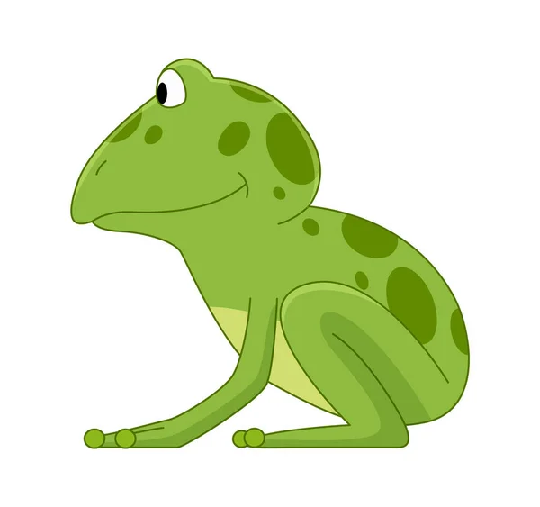 Cartoon Frogs Funny Cartoon Frog Little Amphibia Character Standing Smiling — 스톡 벡터