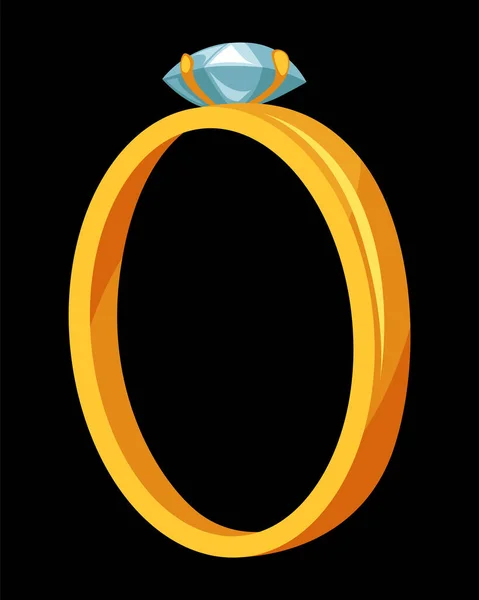 Evlilik Mücevheri Yüzüğü Nişan Sembolü Evlilik Teklifi Için Altın Mücevher — Stok Vektör