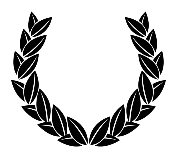 Jahrgangs Lorbeerkranz Schwarze Silhouette Kreisförmiges Schild Das Eine Auszeichnung Heraldik — Stockvektor