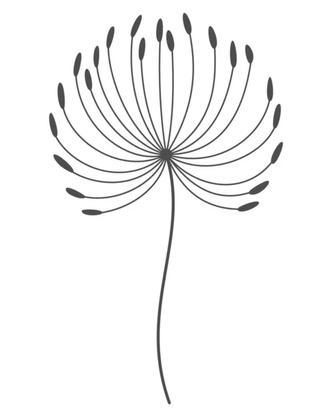 Dandelion Flower Nature Floral Hand Drawn Stylized Decorative Blooming Silhouette — ストックベクタ
