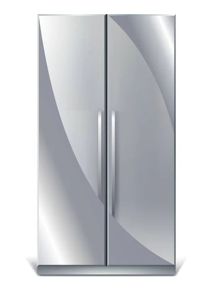Grau Vertikaler Kühlschrank Für Haltbare Lebensmittel Silberner Kühlschrank Mit Zwei — Stockvektor