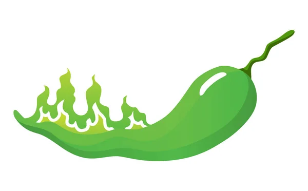Пряный Уровень Значок Острого Перца Чили Пламенем Мягким Цветом Зеленый — стоковый вектор