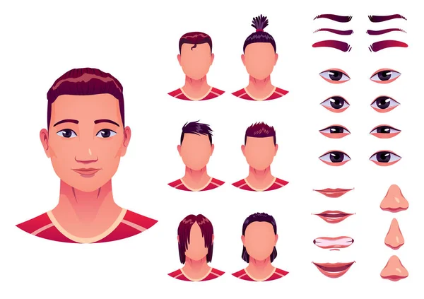 Garçon Fille Face Construction Création Avatar Avec Différentes Parties Tête — Image vectorielle