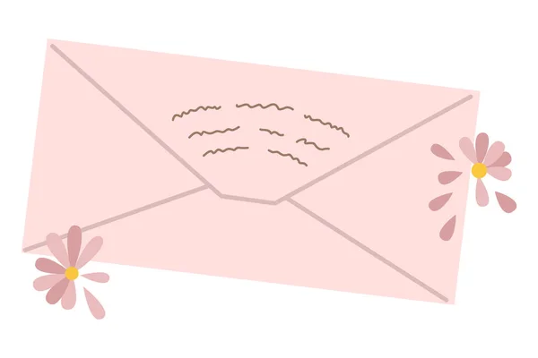 Enveloppe Carte Postale Lettre Papeterie Artisanale Carte Isolée Faite Main — Image vectorielle
