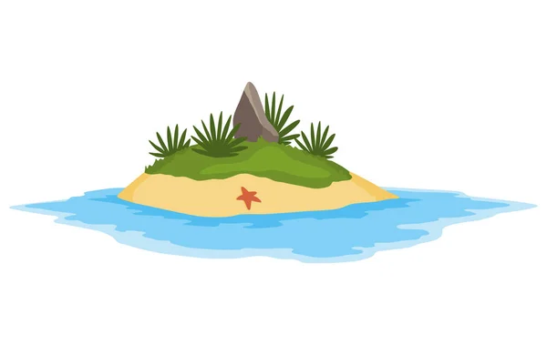 Tropische Insel Mit Palmen Meer Unbewohnte Insel Mit Strand Felsen — Stockvektor
