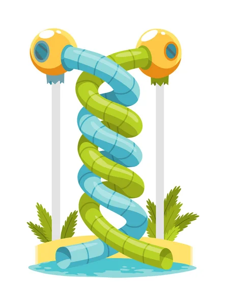 Vodní Skluzavka Akvaparku Barevným Plastovým Šroubem Vybavení Aquaparku Bazénu Rekreační — Stockový vektor