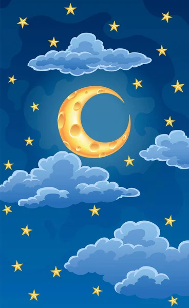 Noite Com Lua Nuvens Tela Aplicativo Tempo Design Interface Móvel —  Vetores de Stock