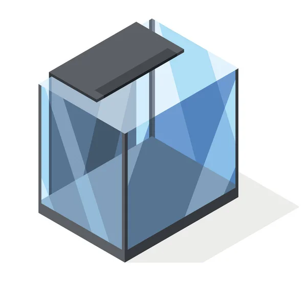 Изометрический Аквариум Современном Минималистическом Стиле Прозрачная Акриловая Пластиковая Плексигласная Коробка — стоковый вектор
