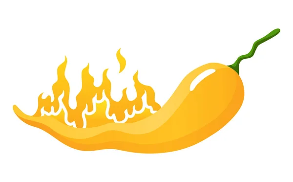 Pikant Chili Symbol Mit Flamme Und Mittlerer Farbskala Gelbe Peperoni — Stockvektor