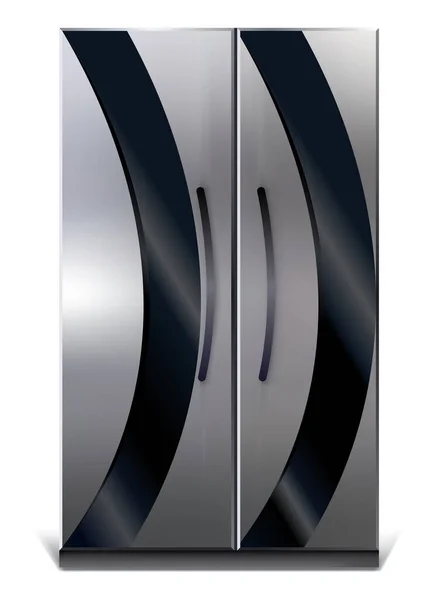 Серый Вертикальный Холодильник Хранения Пищи Серебряный Холодильник Двумя Дверями Современный — стоковый вектор