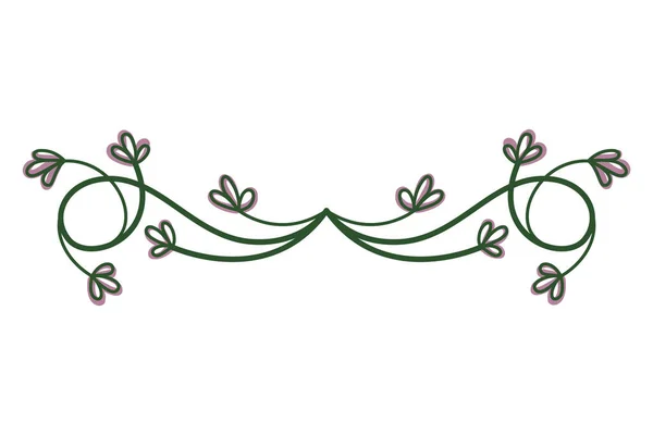 緑のテキスト分周器 ページ区切りデザイン 線の境界線 月桂樹 植物と有機フレーム 花の装飾要素 自然の花 白に隔離された曲線ベクトルコレクション — ストックベクタ