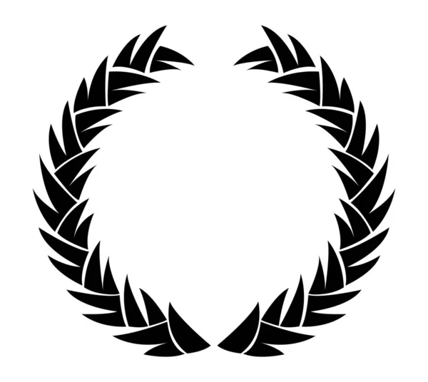 Vintage Laurel Wreath Black Silhouette Circular Sign Depicting Award Achievement — Stok Vektör