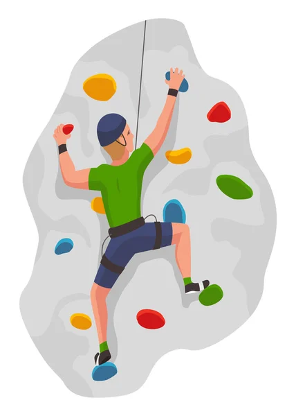 Mountain Climbing Person Climber Men Rock Mountain Equipment Extreme Outdoor — Vector de stock