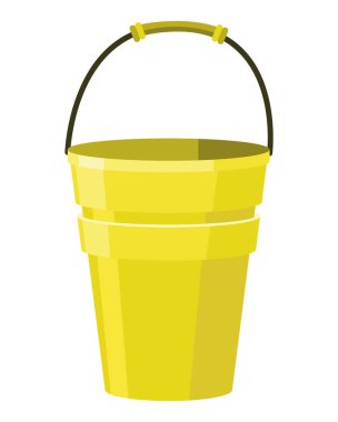 Bucket. Bail vector cartoon icon or pail with handle. Plastic household equipment. Cleaning container.