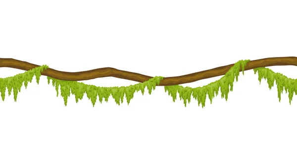 Lianas Stem Border Rainforest Green Vine Twisted Plant Hanging Branch — Vettoriale Stock
