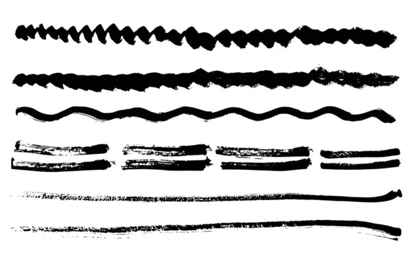 Lijnen Textuur Zwarte Inkt Grunge Verf Penseelstreken Geschilderde Inktstrepen Design — Stockvector