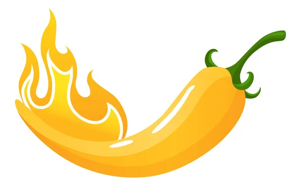 Pikant Chili Symbol Mit Flamme Und Mittlerer Farbskala Gelbe Peperoni — Stockvektor