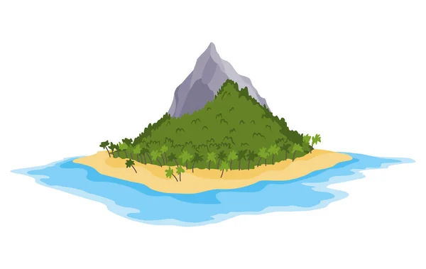 Île Tropicale Avec Palmiers Dans Océan Île Inhabitée Avec Plage — Image vectorielle
