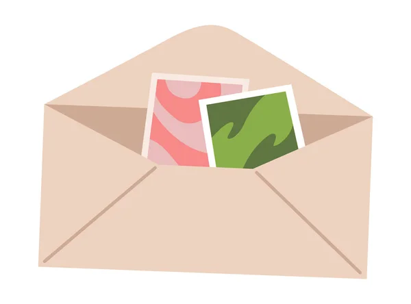Enveloppe Carte Postale Lettre Papeterie Artisanale Carte Isolée Faite Main — Image vectorielle