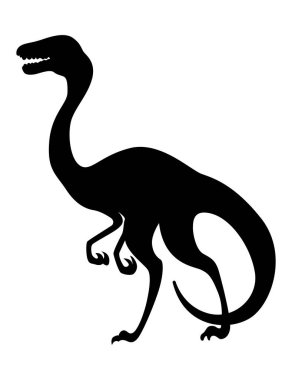 Dinozor silueti. Dino canavarları ikonu. Gerçek bir hayvanın şekli. Tarih öncesi sürüngen çizimi. Vektör illüstrasyonu beyaza izole edildi. El çizimi çizim.