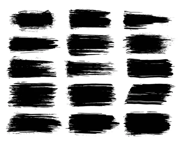Paint Brush Black Ink Grunge Brush Strokes Vector Paintbrush Set — Vetor de Stock