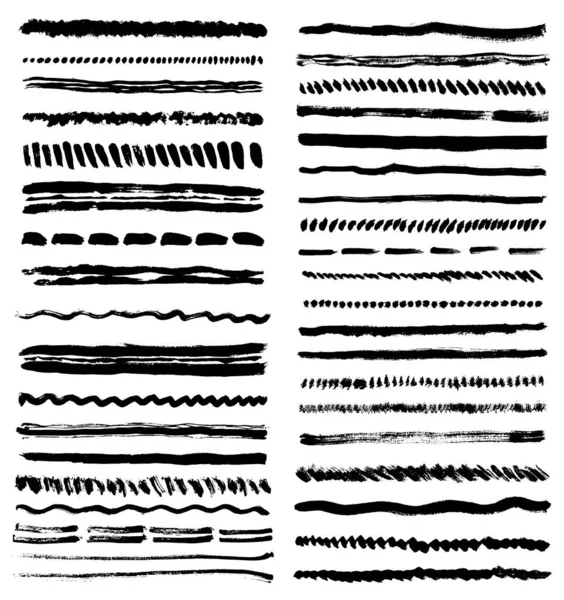 Lijnen Textuur Zwarte Inkt Grunge Verf Penseelstreken Geschilderde Inktstrepen Design — Stockvector