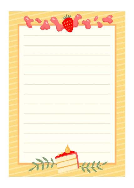 Recipe Card Cooking Card Template Culinary Notes Sticker Cute Ingredients — Archivo Imágenes Vectoriales