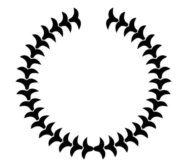 Jahrgangs Lorbeerkranz Schwarze Silhouette Kreisförmiges Schild Das Eine Auszeichnung Heraldik — Stockvektor