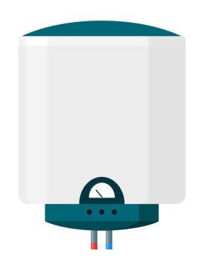 Kazan simgesi. Isıtma ekipmanının sembolü. Su ısıtıcısı düz bir şekilde çalışıyor. Verimli ev kavramı.