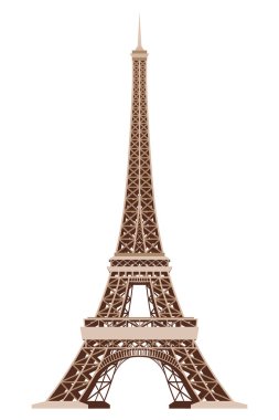 Eyfel Kulesi vektör simgesi. Dünyaca ünlü Fransa turizm sembolü. Beyaz arka planda izole edilmiş uluslararası mimari anıt. Yüksek kalite rozet.