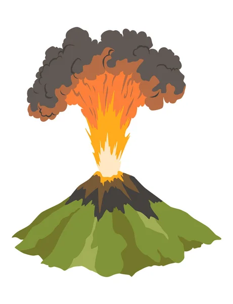 Volcano Icon Magma Nature Blowing Smoke Awakened Vulcan Activity Fire — 스톡 벡터