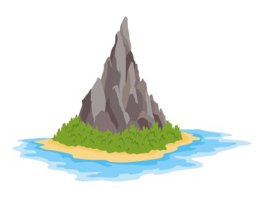 Okyanusta palmiye ağaçları olan tropik bir ada. Sahili olan ıssız bir ada, deniz suyuyla çevrili kayalar. Boş arazi ve insan yok. Tatil ya da yaz tatili için egzotik doğal manzara.