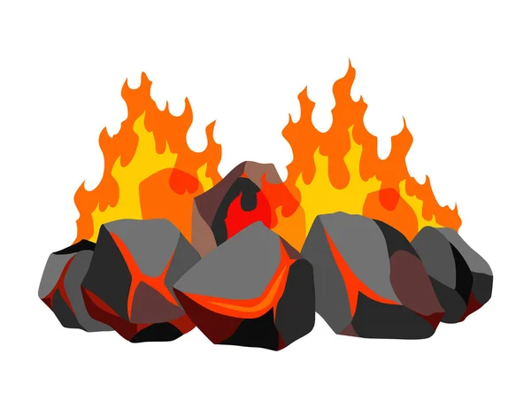 석탄을 태운다 위에서 현실적으로 뜨거운 빛나는 숯불의 형상을 — 스톡 벡터