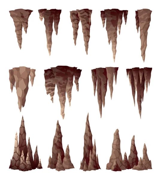 Stalactite Stalagmite Icicle Shaped Hanging Upward Growing Mineral Formations Cave — Stockvector