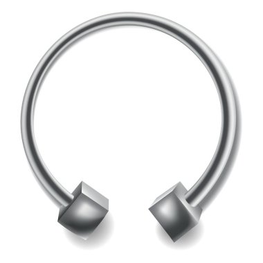 Delen mücevher ikonu. Vücut metalik aksesuarlar. Güzel dekorasyon, küpe. Modern şekil tasarımı. Beyaz arkaplanda vektör illüstrasyonu.