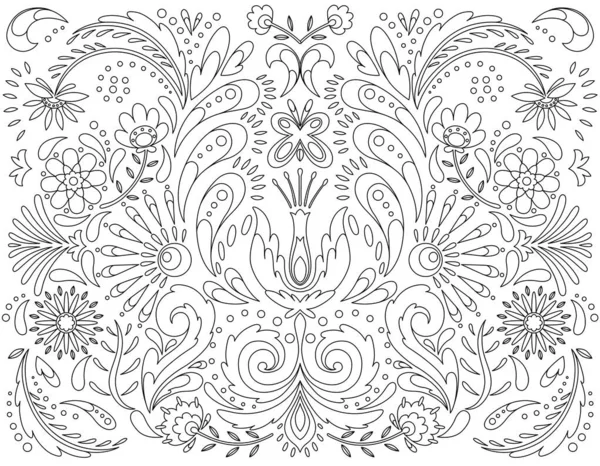 Мексиканский Цветок Традиционного Фона Шаблона Стиле Раскраски Этнические Украшения Украшения — стоковый вектор