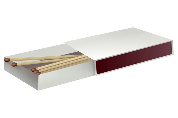 Opened Matchbox Sulphur Wooden Sticks Lying Open Case Top View — Stock Vector