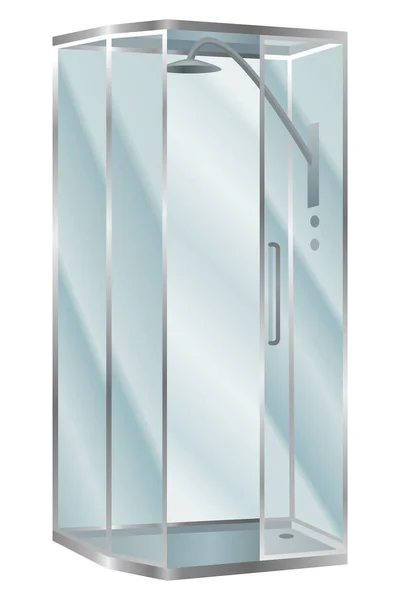 Shower Cabin Elegant Bathroom Element Bath Room Interior Realistic Vector — Stock Vector