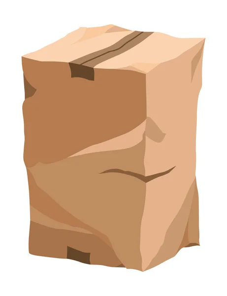 Damaged Cardboard Box Crumpled Brown Bag Storage Retail Logistics Delivery — Διανυσματικό Αρχείο