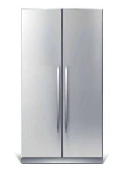 Gray Vertical Fridge Preserve Food Silver Refrigerator Two Doors Modern — Stock Vector