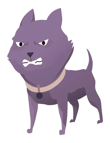 Angry Dog Mad Animal Sharp Teeth Dangerous Cartoon Pet Vector — Vettoriale Stock
