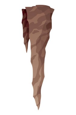 Stalactite. Icicle shaped hanging mineral formations in cave. Nature brown limestone, material stone icon. Natural growth geology formations.