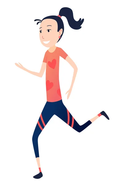 Dochter Hardlopen Joggen Marathon Actieve Gezonde Levensstijl Mensen Nemen Deel — Stockvector