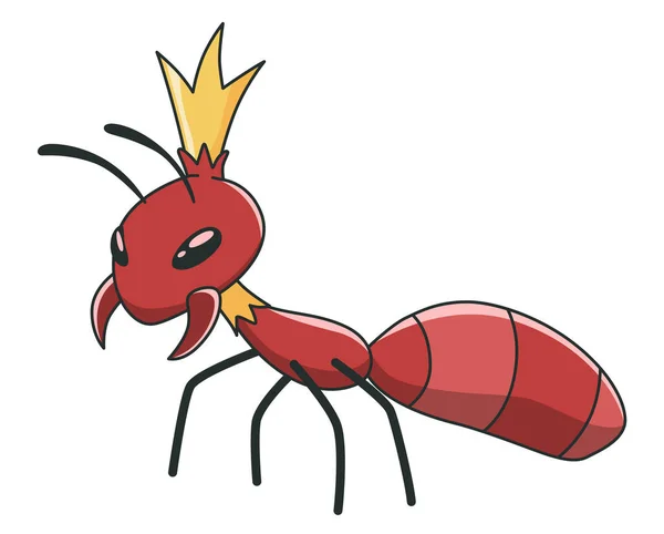 Mrówka Leśny Insekt Główna Część Rodziny Dzikich Zwierząt Królowa Kreskówek — Wektor stockowy