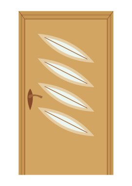 Front door. Closed entrance house in modern flat design. Decorative element isolated on white background. Vector illustration.