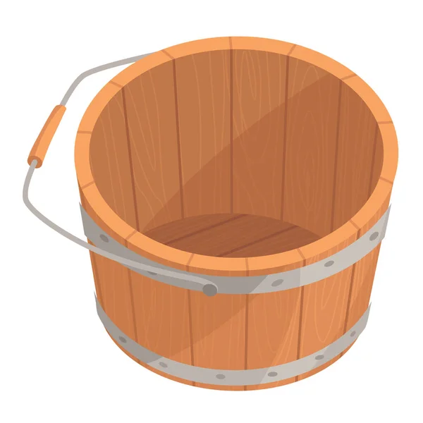 Wooden Bucket Handle Water Container Empty Pail Spa Sauna Vector — стоковый вектор