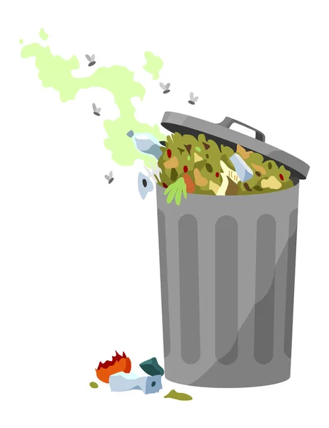 Ikona Odpadu Nebo Odpadu Kovová Nádoba Odpadky Netříděným Odpadem Nesmysl — Stockový vektor